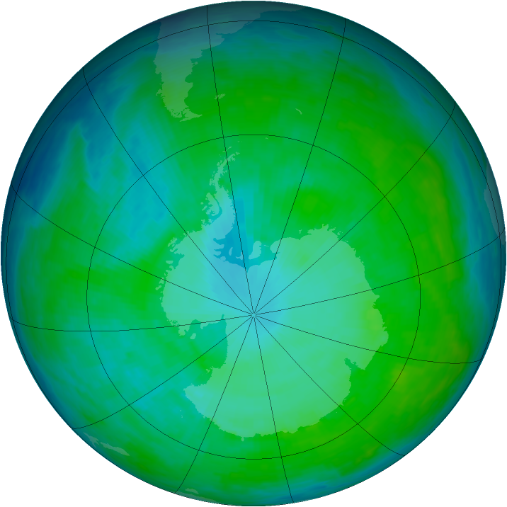Antarctic ozone map for 07 January 1993